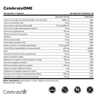 CelebrateONE O dată pe zi Bariatric Multivitamine fără fier, Capsule