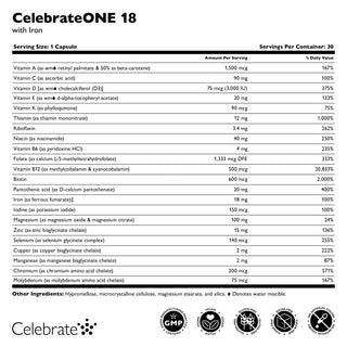 CelebrateONE 18 O dată pe zi Bariatric Multivitamine cu fier, capsule