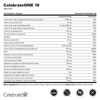 CelebrateONE 18 O dată pe zi Bariatric Multivitamine cu fier, capsule