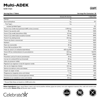 Vitamina Multi-ADEK cu 60mg fier, masticabil, Grape