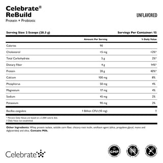 Celebrate® ReBuild Proteină + pulbere probiotică