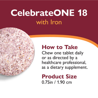 CelebrateONE 18 O dată pe zi Bariatric Multivitamine cu fier, masticabil