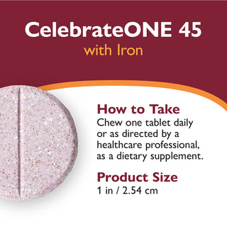 CelebrateONE 45 O dată pe zi Bariatric Multivitamine cu fier, masticabil