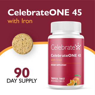 CelebrateONE 45 O dată pe zi Bariatric Multivitamine cu fier, masticabil