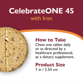 CelebrateONE 45 O dată pe zi Bariatric Multivitamine cu fier, masticabil