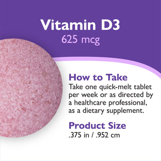 Vitamina D3 625mcg (25.000 UI), Quick-Melt, Berry