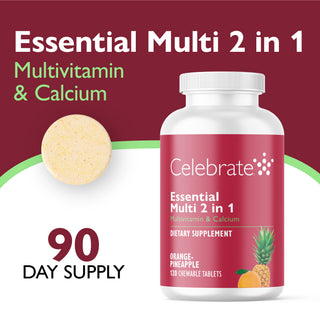 Essential Multi 2 în 1 Multivitamine cu calciu, masticabil