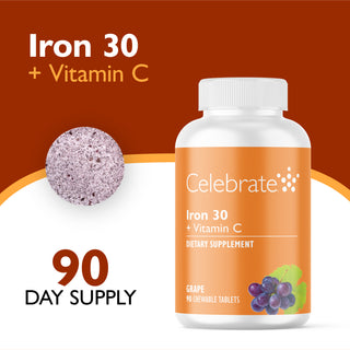 Fier 30 mg + Vitamina C, Masticabil, Grape 
