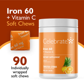 Fier 60 mg + vitamina C, comprimate moi, Twisted Citrus