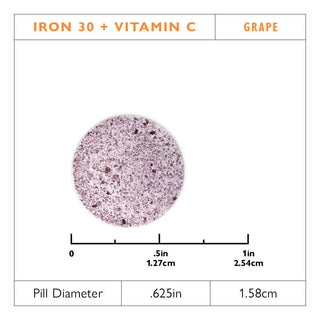 Fier 30 mg + vitamina C, tablete masticabile, Grape